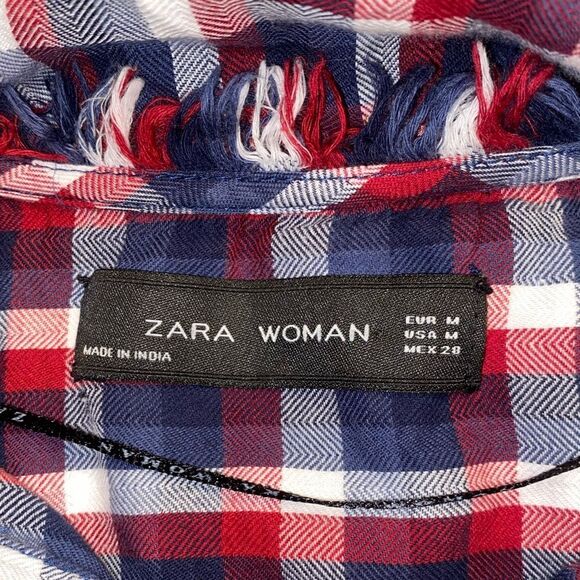 ZARA Boho Chill It’s Only Chaos Plaid Button Down Top - Picture 7 of 7